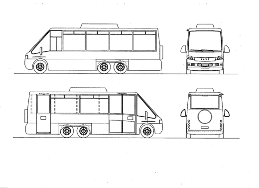 návrh nízkopodlažního autobusu CiBus ENA X - pohledy