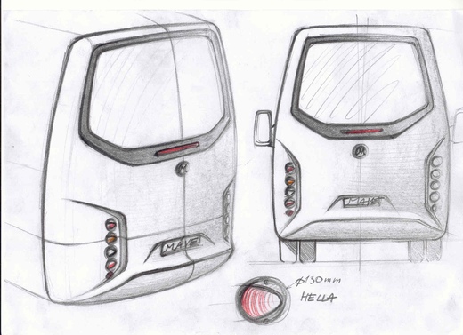 návrh zadní stěny autobusu -  design Surman